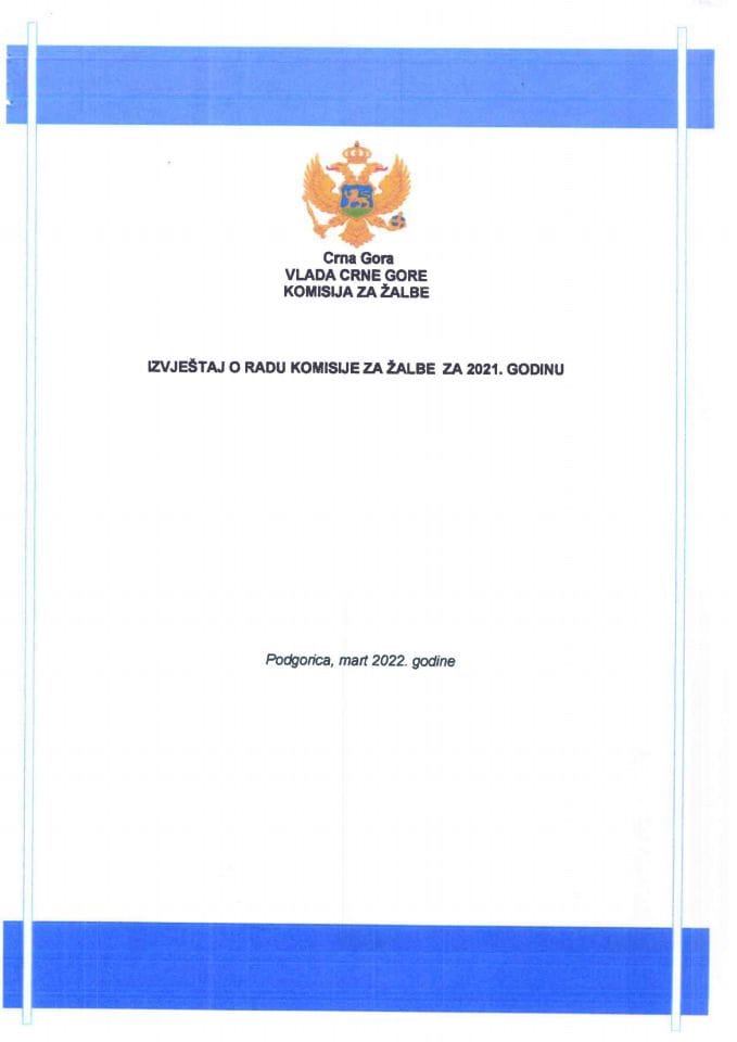 Izvještaj o radu Komisije za žalbe za 2021.godinu
