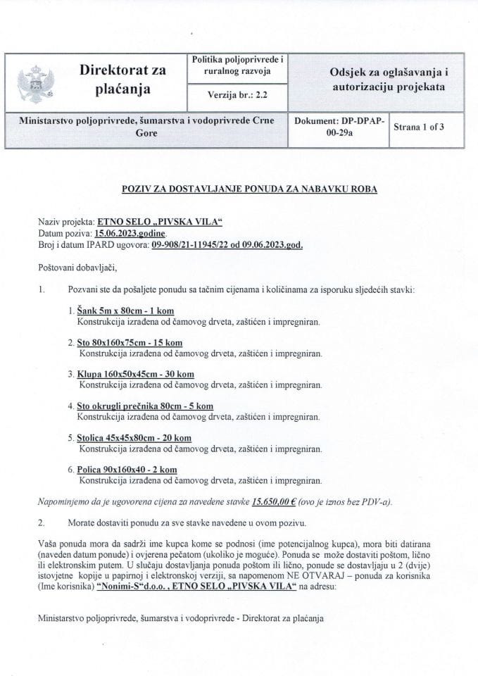 poziv za dostavljanje ponuda za robu 1.2