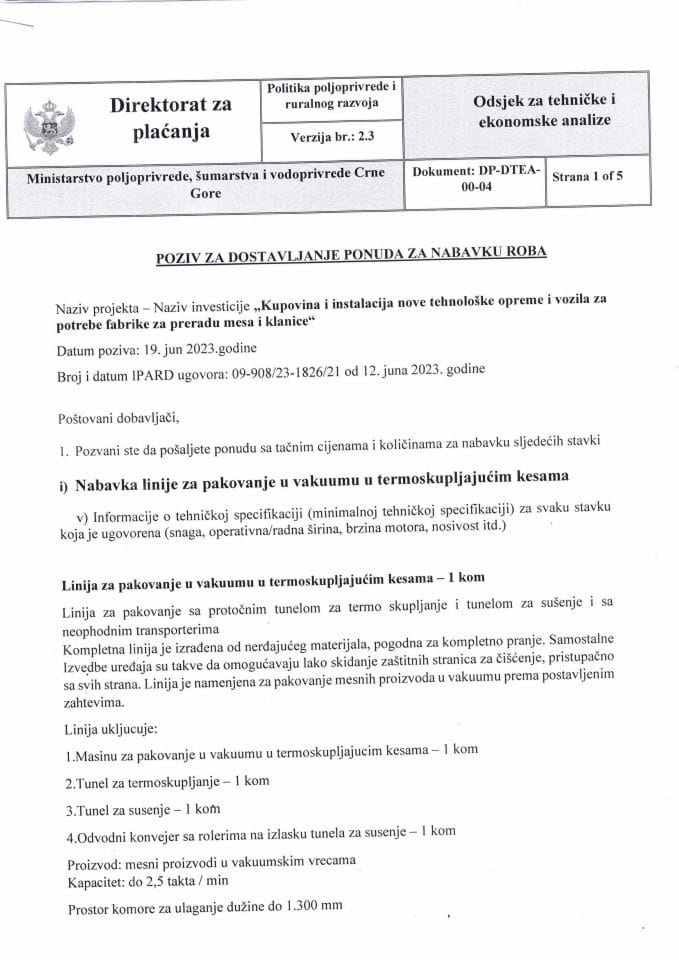 Poziv linija za pakovanje cg