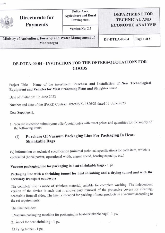 Poziv linija za pakovnje engl