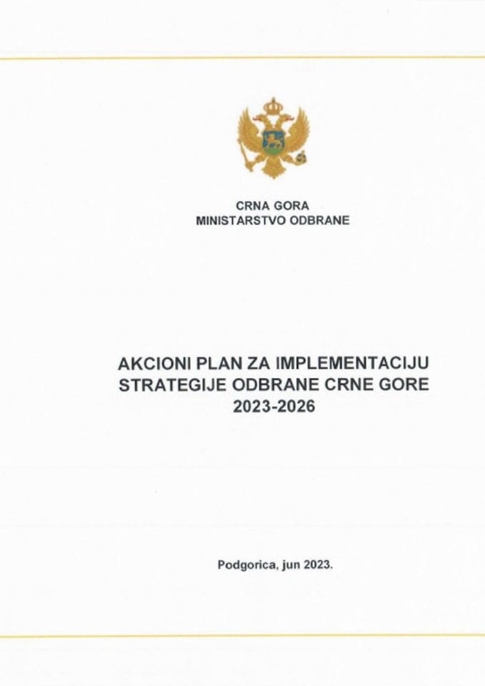 Приједлог акционог плана за имплементацију Стратегије одбране Црне Горе 2023-2026. године