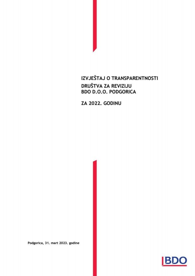 Извјештај о транаспарентности 2022 - BDO