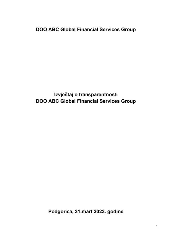 Извјештај о транспарентности 2022 - ABC Global Financial Services Group