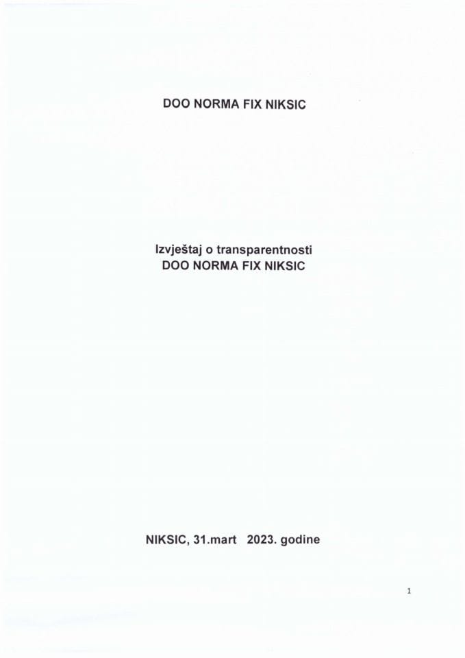 Izvještaj o transparentnosti 2022 - Normafix