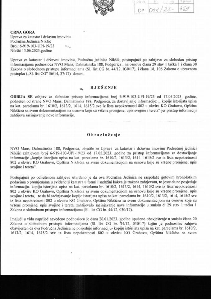 Rješenja na osnovu slobodnog pristupa informacijama