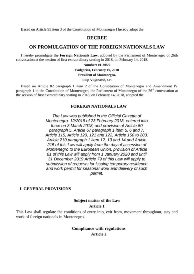 Foreign Nationals Law