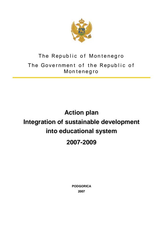 Акциони план Интеграција одрживог развоја у образовни систем за период 2007-2009. године  ЕНГ