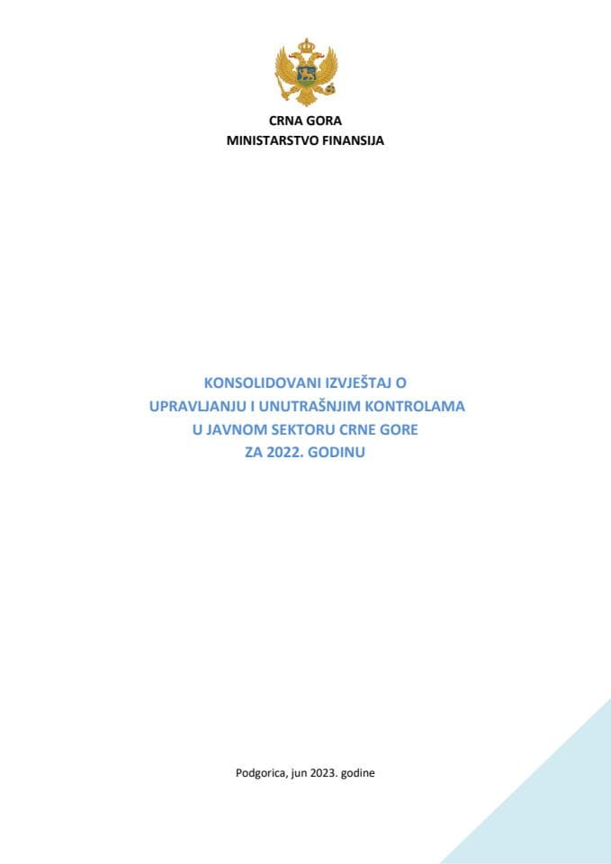 Консолидовани извјештај о управљању и унутрашњим котролама у јавном сектору Црне Горе за 2022. годину