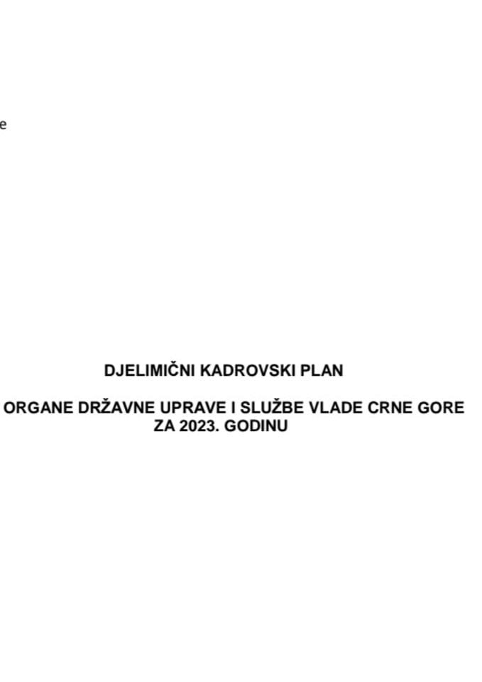 Predlog djelimičnog Kadrovskog plana za organe državne uprave i službe Vlade Crne Gore