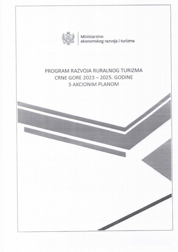 Predlog programa razvoja ruralnog turizma Crne Gore 2023 – 2025. godine s Akcionim planom