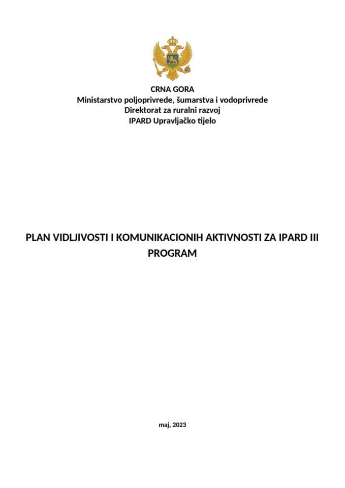 MNE -Plan vidljivosti i komunikacionih aktivnosti