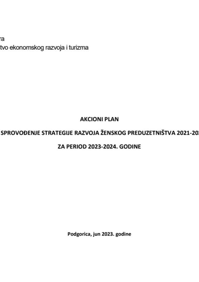 Приједлог акционог плана за спровођење Стратегије развоја женског предузетништва 2021-2024, за период 2023-2024. године