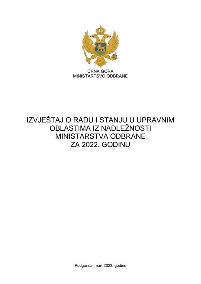 Izvjestaj o radu Ministarstva odbrane za 2022. godinu