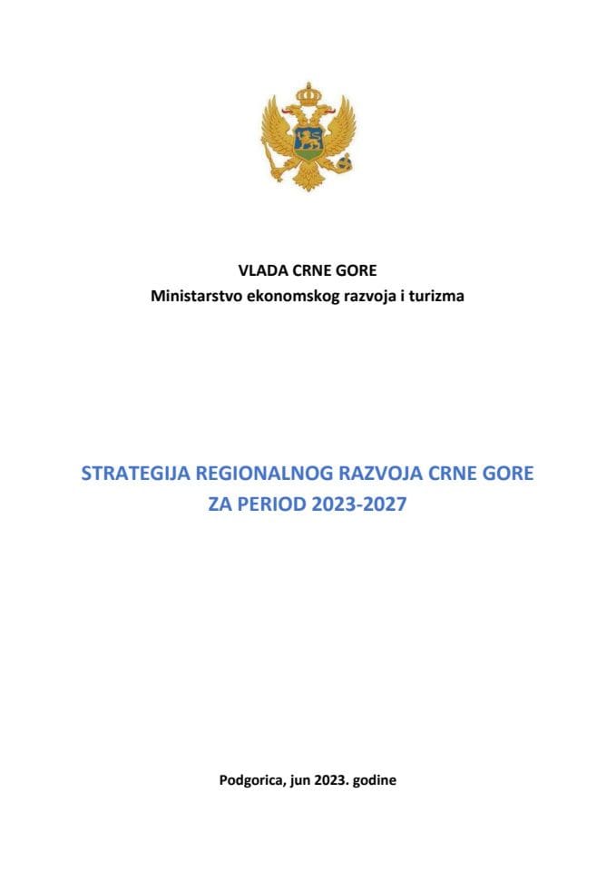 Стратегија регионалног развоја Црне Горе 2023-2027