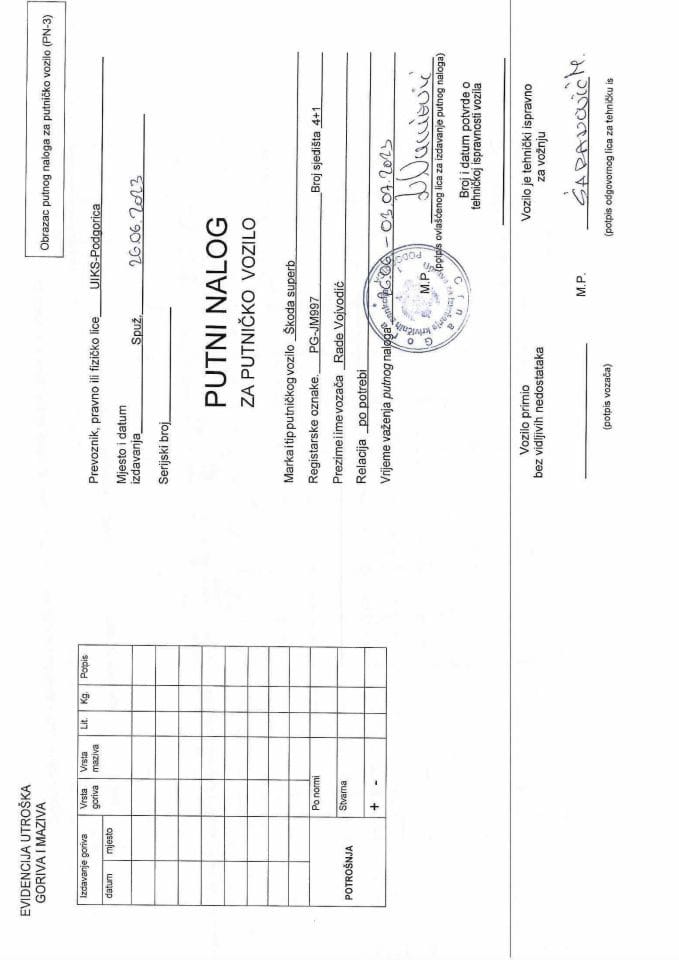 Putni nalozi od 26.6.2023. do 3.7.2023.  2