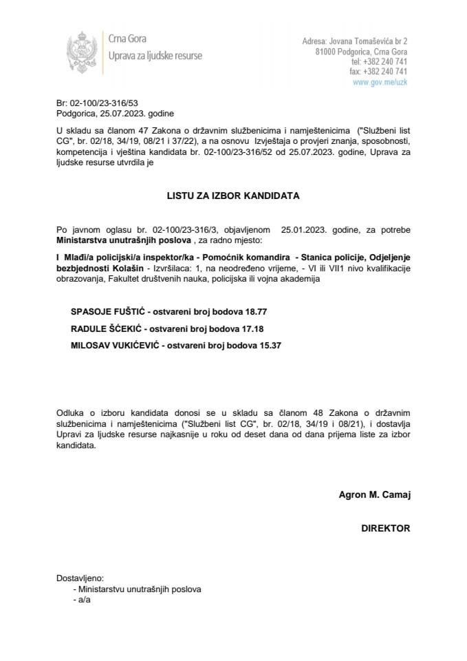 Lista kandidata za izbor