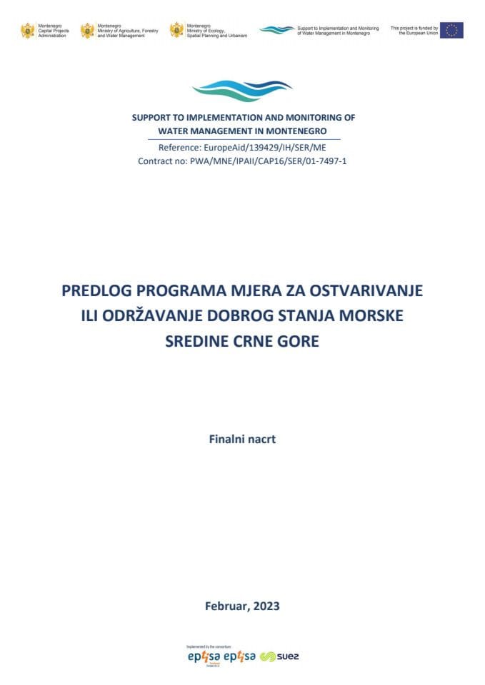 Јавни позив за јавну расправу о Предлогу програма мјера за остваривање или одржавање доброг стања морске средине Црне Горе - линк2-Програм мјера - Финални нацрт