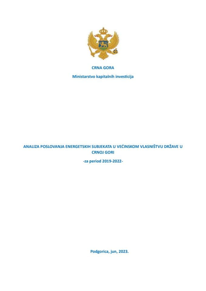 Analiza poslovanja energetskih subjekata u većinskom vlasništvu države u Crnoj Gori za period 2019 – 2022. godine