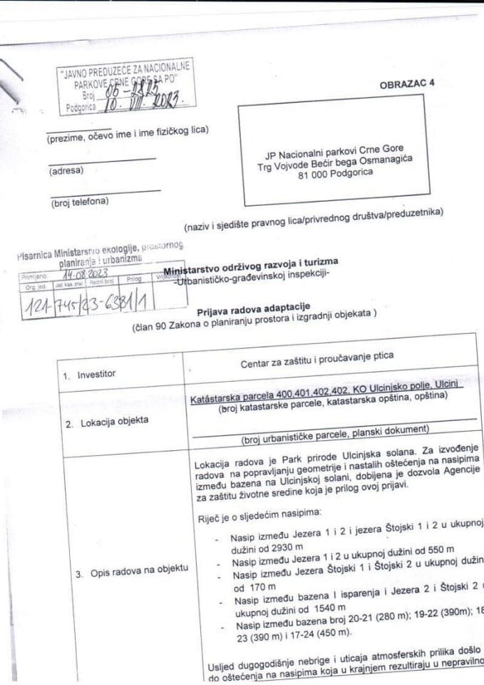 Prijava radova adaptacije - 121-745-23-6381-1 JP NACIONALNI PARKOVI ...