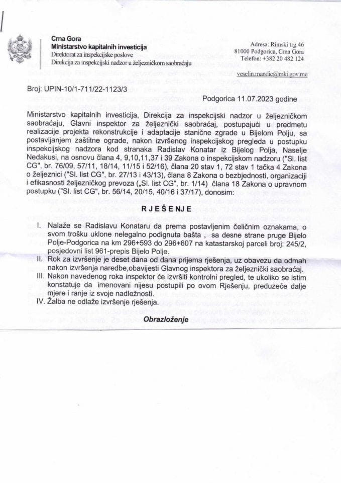 Rješenje - Konatar Radislav