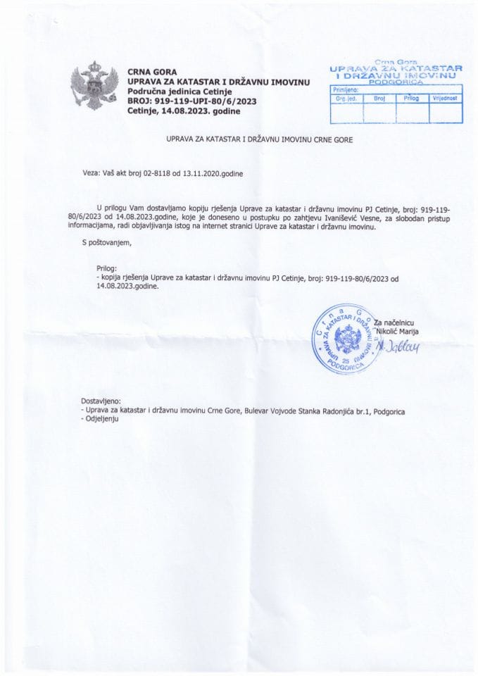 Rješenja povodom slobodnog pristupa informacijama