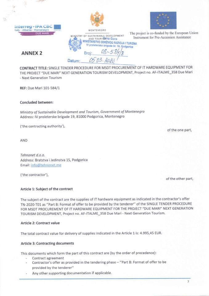 Agreement Due Mari Tehnonet March 2020