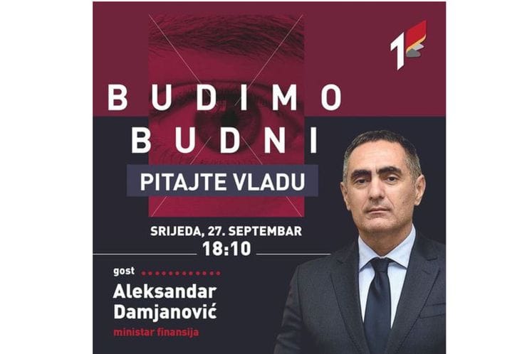 Ministar Damjanović gost emisije „Budimo budni - pitajte Vladu“ na RTCG