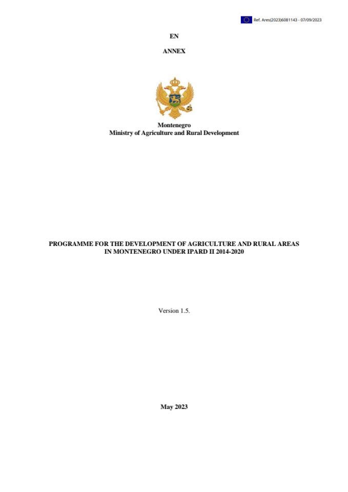 ENG - Program razvoja poljoprivrede i ruralnih područja Crne Gore u okviru IPARD II 2014-2020 (IPARD II program)