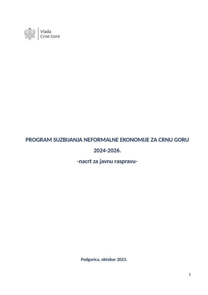 Predlog - Program za suzbijanje neformalne ekonomije u Crnoj Gori