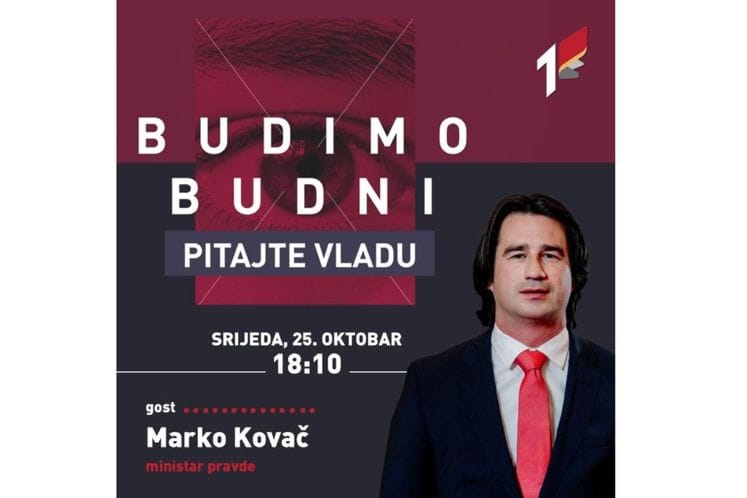 Ministar Kovač u emisiji „Budimo budni - pitajte Vladu“ na RTCG