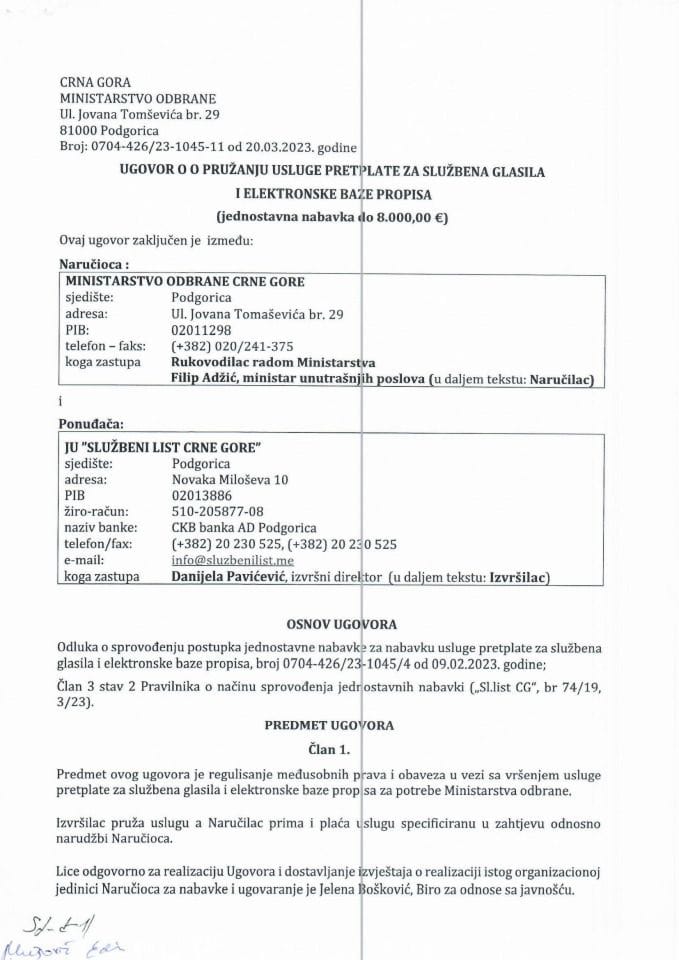 11 Ugovor Službeni list