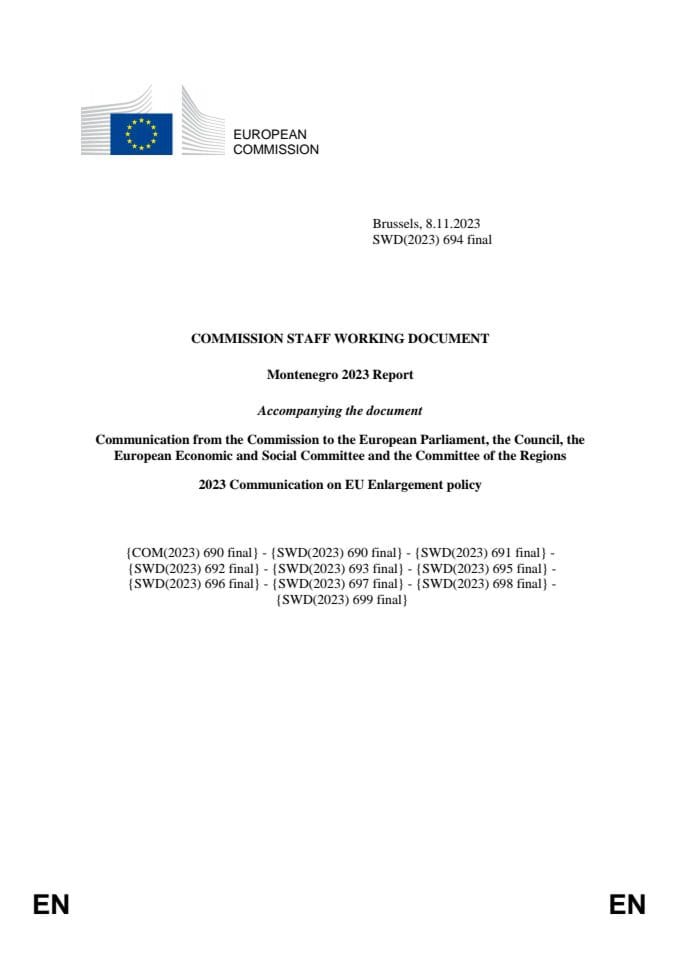 Izvještaj Evropske komisije o napretku Crne Gore za 2023. godinu
