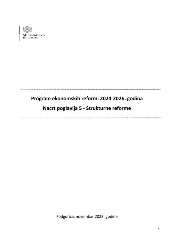 Нацрт поглавља 5 - Структурне реформе Програм економских реформи 2024-2026. година