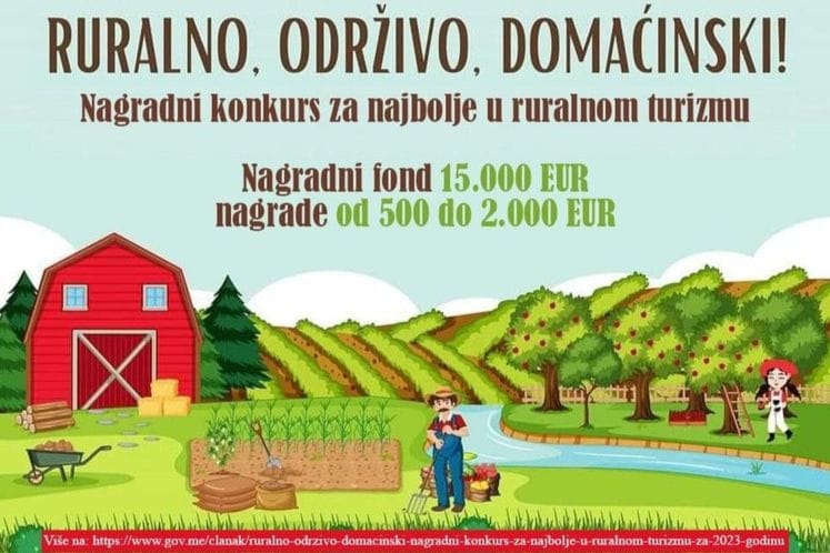 “Ruralno, održivo, domaćinski!” - Nagradni konkurs za najbolje u ruralnom turizmu za 2023. godinu.