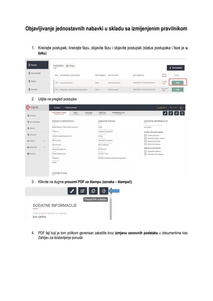 Objavljivanje jednostavnih nabavki u skladu sa izmijenjenim pravilnikom