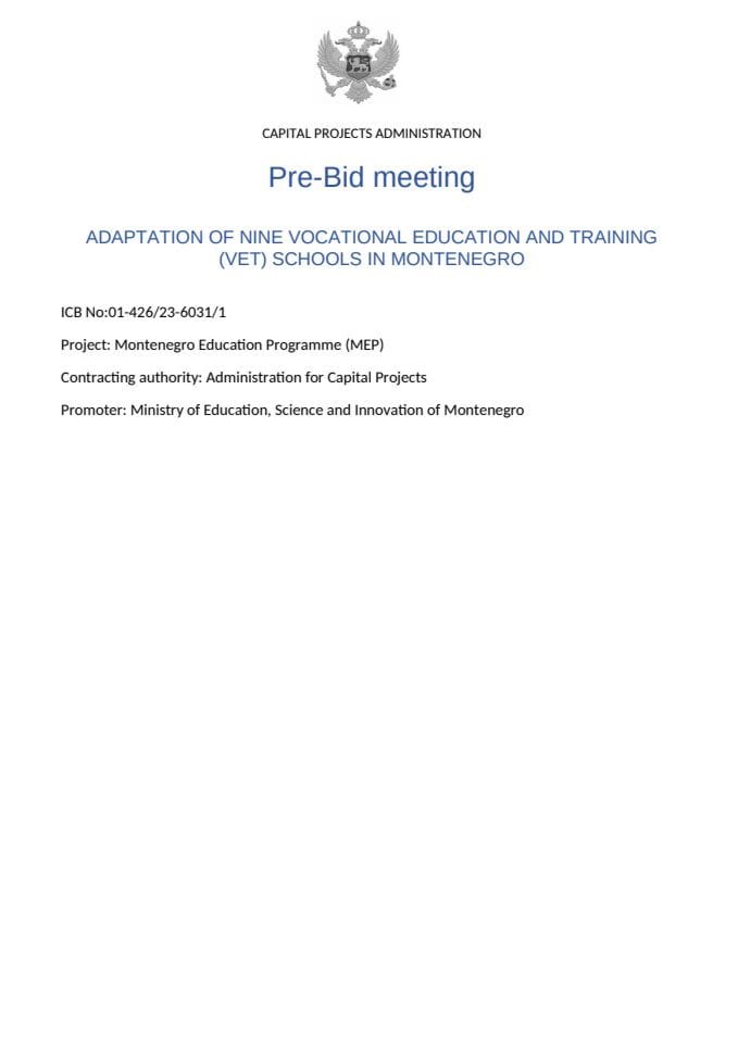 MOM Pre bid meeting-Zapisnik sa posjeta škola