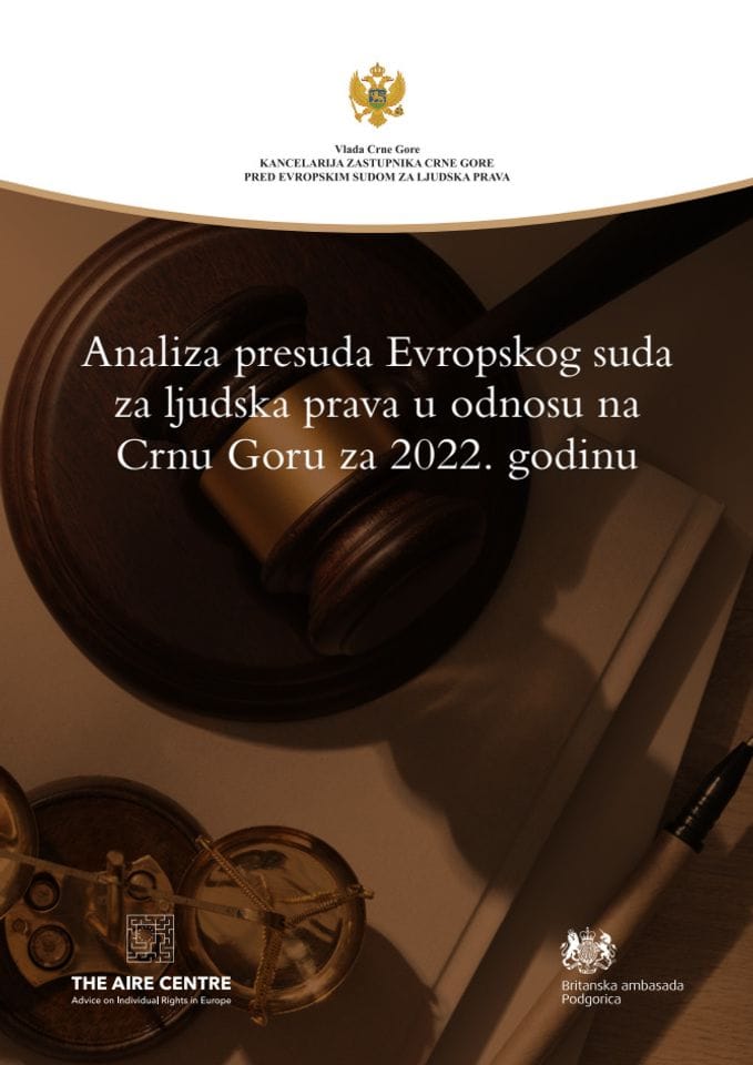 Analiza presuda Evropskog suda za ljudska prava u odnosu na Crnu Goru za 2022. godinu