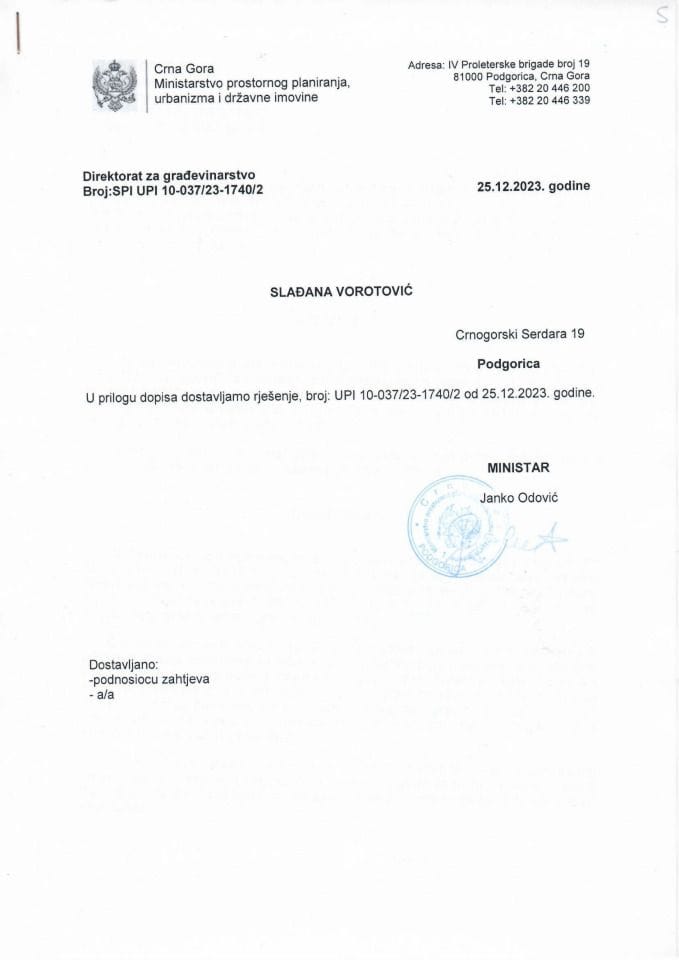 Rješenja - Slobodan pristup informacijama - UPI 10_037_23_1740_2 Slađana Vorotović