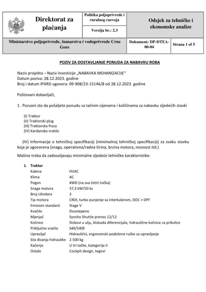 Позив за достављање понуда - Фарук Турсумовиц сцан
