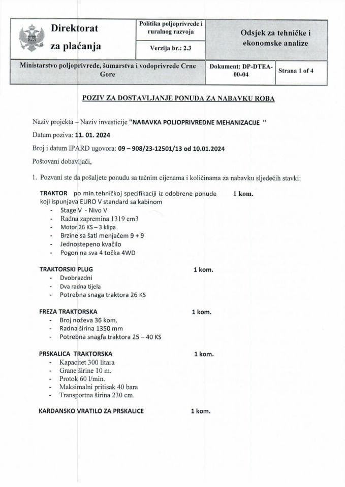 Poziv za ponude - Nikola Siništaj