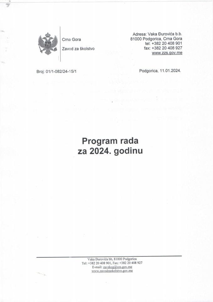 Program rada ZZŠ za 2024. godinu