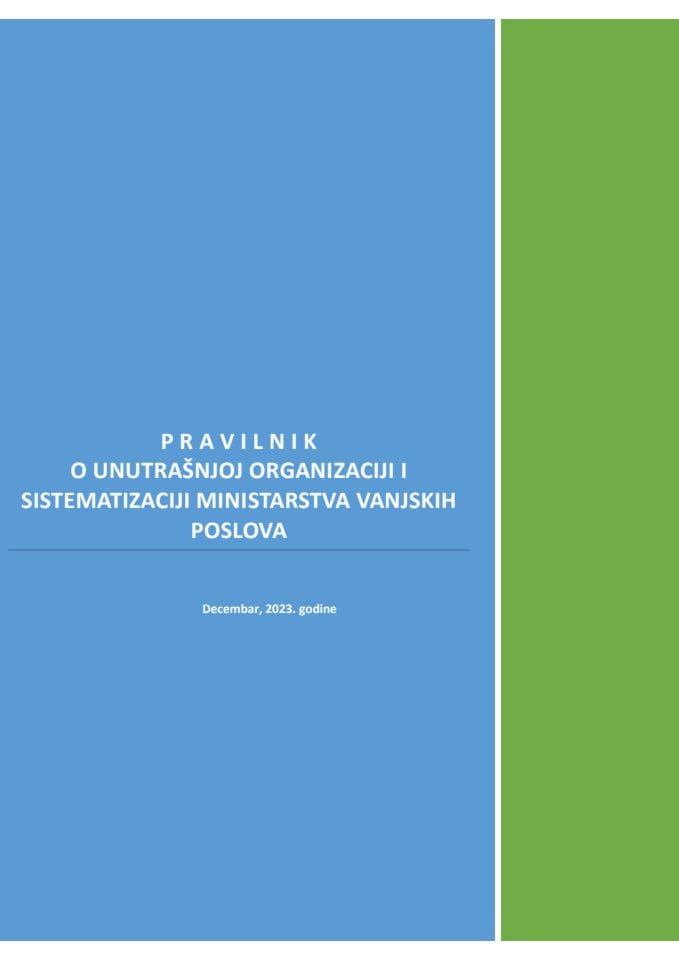 Pravilnik o unutrašnjoj organizaciji i sistematizaciji Ministarstva vanjskih poslova 2023