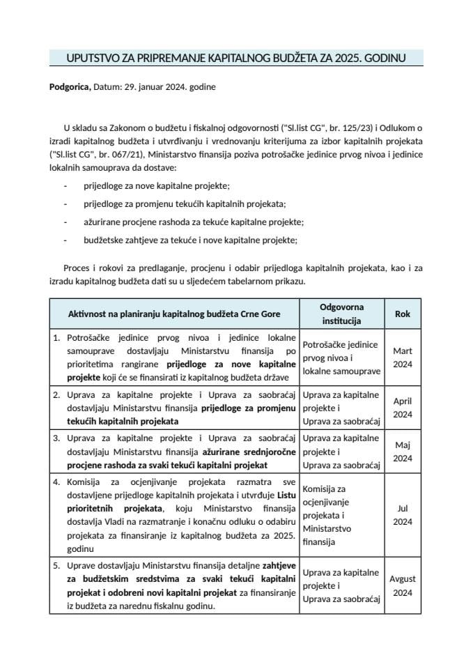 Uputstvo za pripremanje KB 2025.