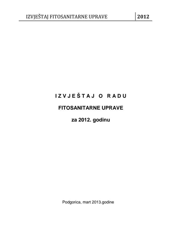 Izvještaj Fitosanitarne uprave za 2012. godinu