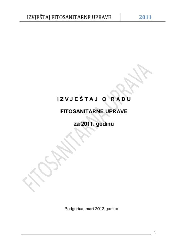 Izvještaj Fitosanitarne uprave za 2011. godinu