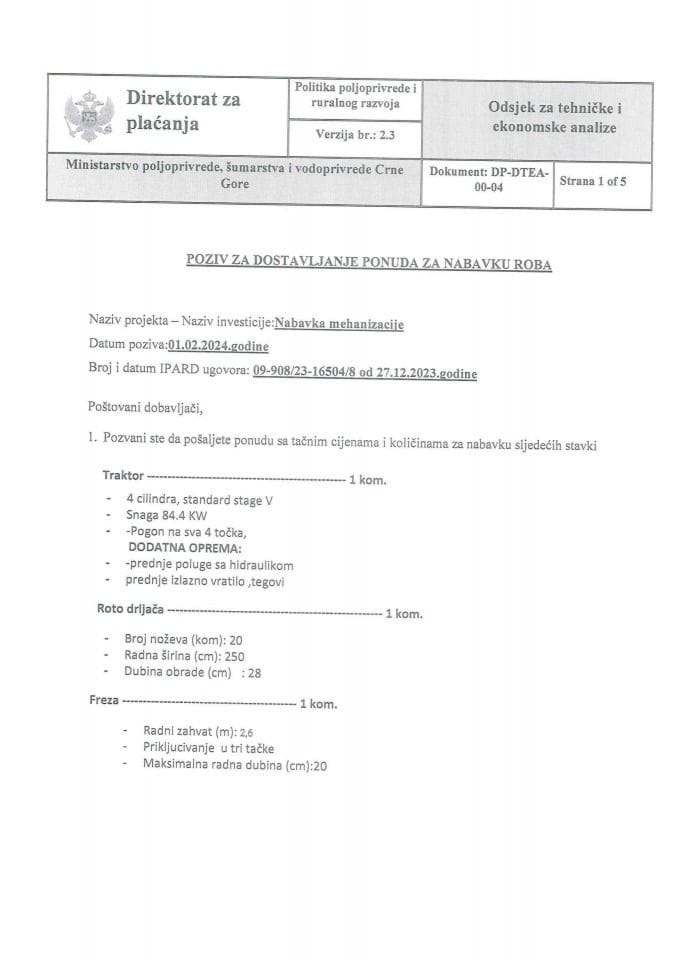 Poziv za ponude Bulajić Milana