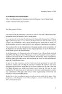 Letter of Mr. Ledi Bianku, judge of the Constitutional Court of Bosnia and Herzegovina sent to Government Agent Ms. Valentina Pavličić