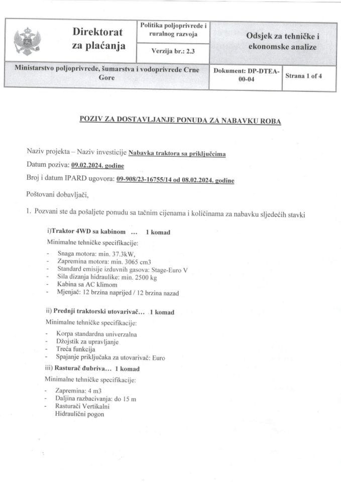 Poziv za dostavljanje ponuda - Marjanović Dragoslav