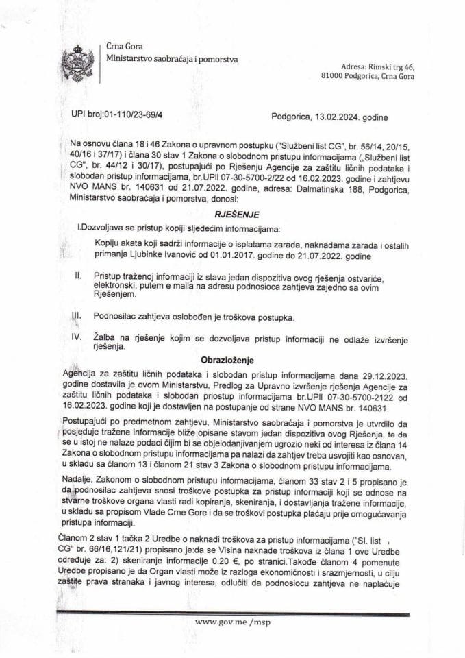 UPI br.01-110/23-69/4