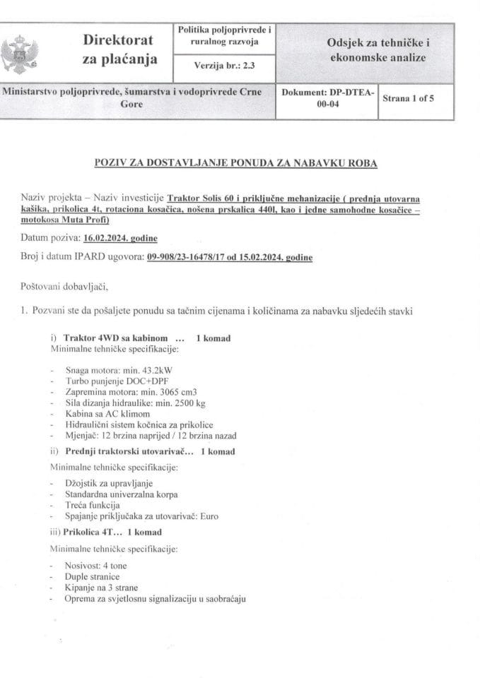 Позив за понуде - Дјурисиц Саса